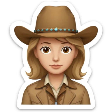 Ennis Del Mar with brown eyes, dark blonde hair, ivory shirt, brown jacket and cowboy hat sticker