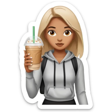 A girl on a hot girl walk in athleisure holding an iced latte sticker