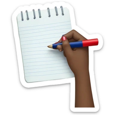 a female hand with a red manicure holds a dark blue notepad sticker