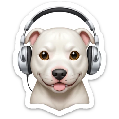 white pitbull head with headphones sticker