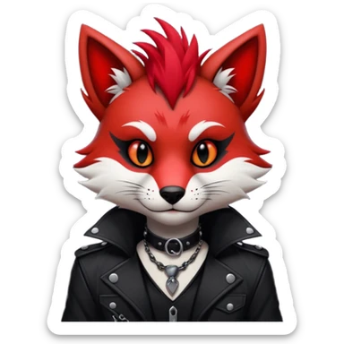 Anthropomorphic Anthro Furry punky gothic black white and red badass cool stylish handsome smexy Animal-furry-fursona sticker