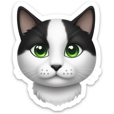 Black and white cat with green eyes sticker