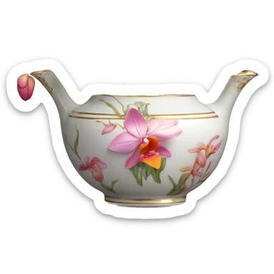 Fine china vasse with pink and orange orchids sticker