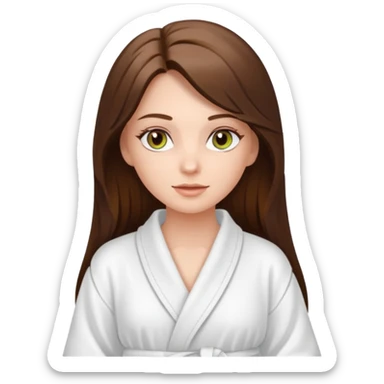 white long brunette hair girl with hazel eyes in a bathrobe  at the spa sticker