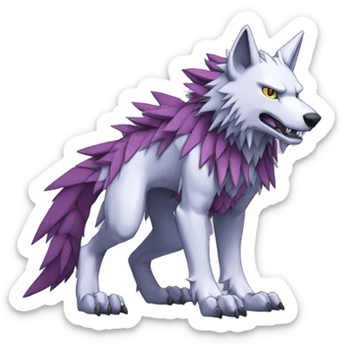  Cool Edgy Digimon-Fakemon-Garurumon-Loogamon-Dorulumon-Wolf full body sticker