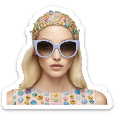 Dolce and Gabbana sunglasses with colourful pastel ornament print and golden detais  sticker