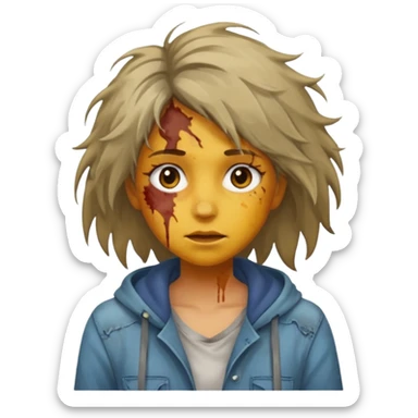 very dirty looking homeless woman very very dirty and smelly looking face only, not old with stains everywhere and messy hair and lots of stains on face sticker