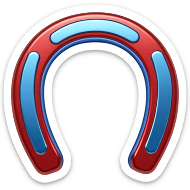 mettalic red blue horseshoe magnet sticker