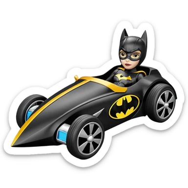 Hot wheels racing cartoons BatGirl’s 1932 stealth retro cat burglar sporty futuristic pursuit mobile cruiser car (reclined seating position) sticker