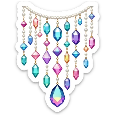 Iridescent big giant glistening glossy sparkly shiny glittery hanging crystals pearls and beads and gemstones decorations sticker