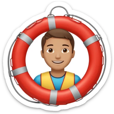 Lifeguard Holding Rescue Tube circle  sticker