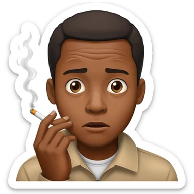 black scaried man with cigarette in hand sticker