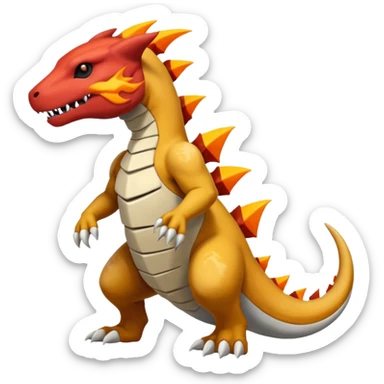 Black and red and orange and yellow magmatic Marowak-Cubone-Salandit-Charmeleon-fusion (full body) sticker