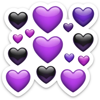 Black and purple heart emoji mix sticker