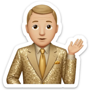 Curly Howard from The Three Stooges with dark blonde hair, beige sequin suit  sticker