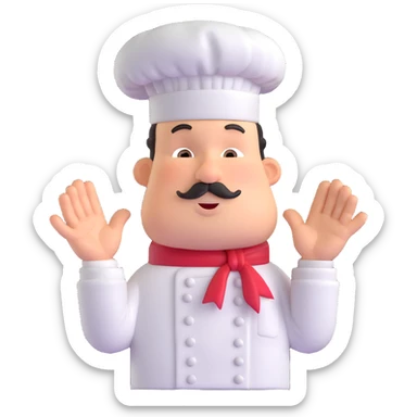 chef making a 'chef's kiss' gesture, expressive, clear, suitable for emoji sticker