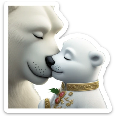 Prince kissing polar bear sticker