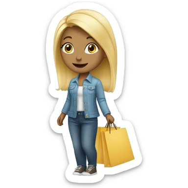 Blonde girl going to shop called Lewiatan  sticker