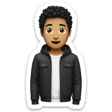 The boy has parted black hair sticker