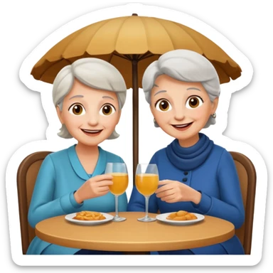 conversación dentro de un restaurant  dos personas y una de las persoans sea una abuela sticker