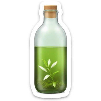 glass bottle with white tea sticker