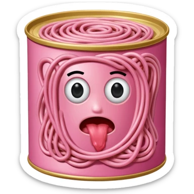 pink Spaghetti slop oozing out of a spam can sticker