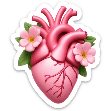 light pink anatomical heart with flower sticker