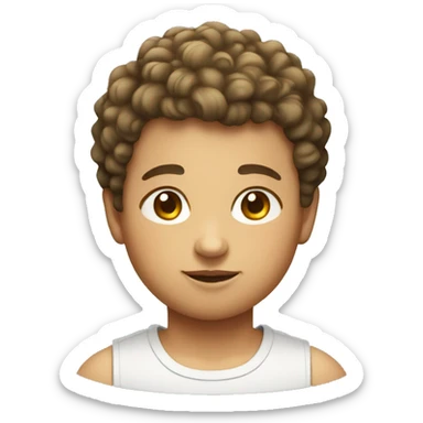 young boy with short curly hair with an egg shaped head chubby sticker