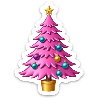Pink Christmas tree sticker