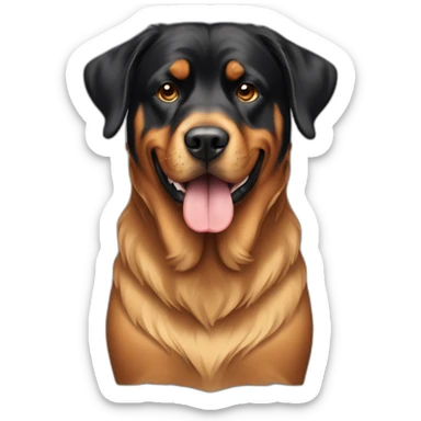 A Rottweiller with a golden retriever sticker