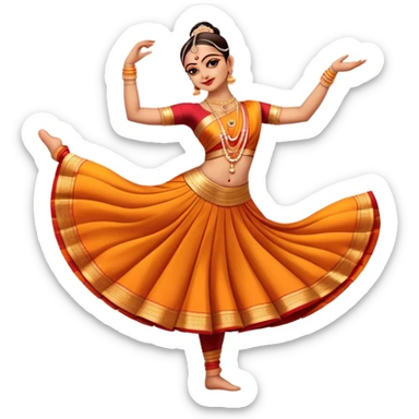 cinematic-realistic-bharatanatyam-dance-emoji,-depicted-as-an-elegant-classical-indian-dance-performance-with-graceful-poses,-intricate-costumes,-and-expressive-hand-gestures,-rendered-with-rich-textures-and-warm-dramatic-lighting, single dancer full body  sticker