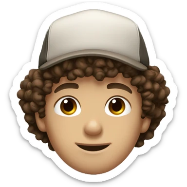 brunette white boy curly hair freckles and trucker hat brown eyes sticker