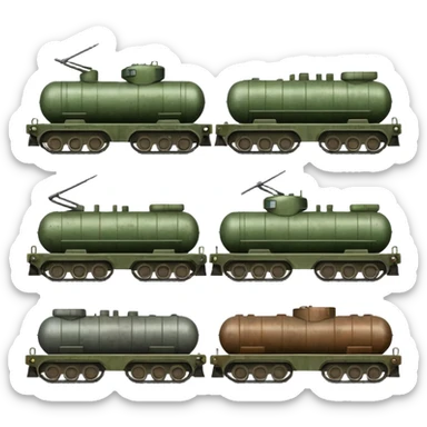 ordinary cargo train transporting military equipment such as tanks and trucks sticker