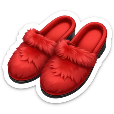red slippers with red fur sticker