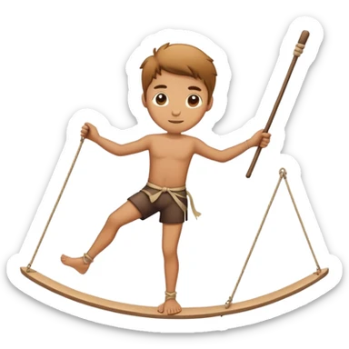 person on tightrope holding balancing stick
 sticker