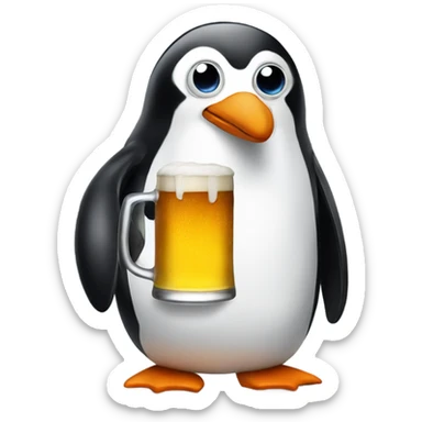 penguin with beer sticker