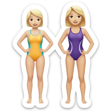 2 women light skin blonde hair with swinsuit fuul body sticker