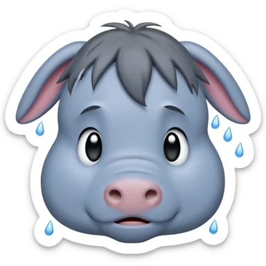 Disney’s eeyore sad under a rain cloud  sticker