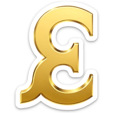 Currency symbol for the money "Fcoins" letter F in gold sticker