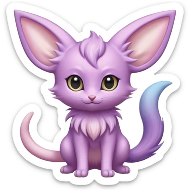 Cute kawaii fluffy big eyed floofy Pastel Gradients Shiny silky realistic smooth soft innocent Espeon-Mew-Minccino-Delcatty-Pachirisu-fusion sticker