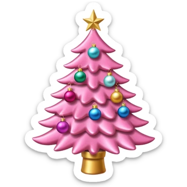 pink christmas tree with pretty ornaments sticker