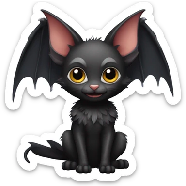 Black-Vampire-Batty-Lykoi-Cat-Fakémon-Cat With Bat-wings as ears  sticker