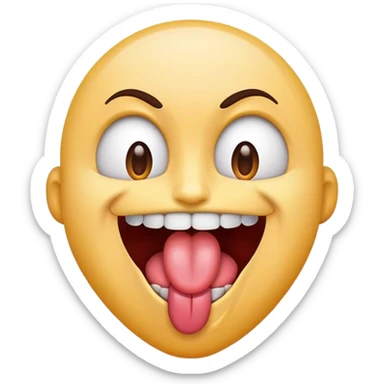 Face with tongue sticking above teeth crazy emoji  sticker
