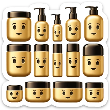 emoji of luxury brand labeled beauty products sticker