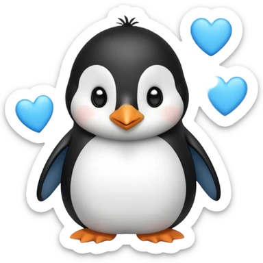 loving cute penguin whit blue hearts around him sticker