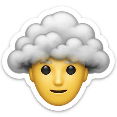 Minimalist emoji-style sticker of a faceless head surrounded by smoke. No facial features. Grayscale tones, soft outline.
 sticker