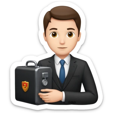 Banquero con una caja fuerte al lado sticker