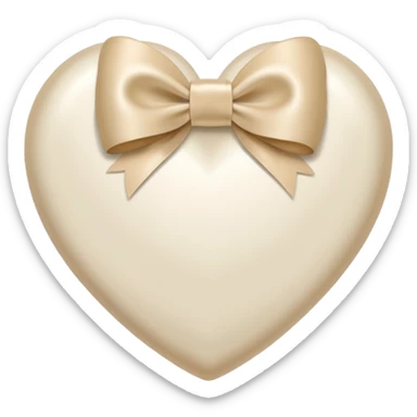 white heart with beige bow sticker