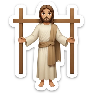 Jesus carrying a fixed symmetrical cross fullbody minimal details sticker