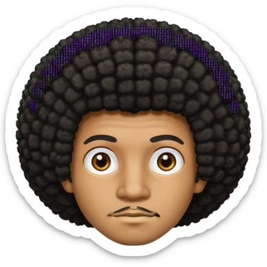  Afro not smiling and black skin color emoji male sticker